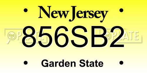 856SB2 New Jersey License Plate