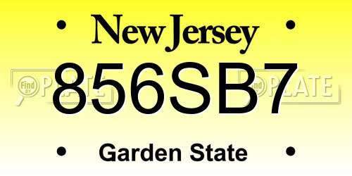 856SB7 New Jersey License Plate