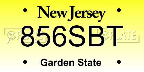 856SBT New Jersey License Plate