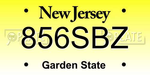 856SBZ New Jersey License Plate