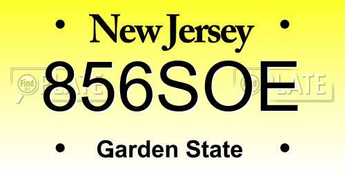 856SOE New Jersey License Plate