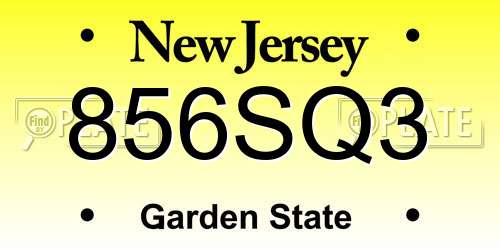 856SQ3 New Jersey License Plate