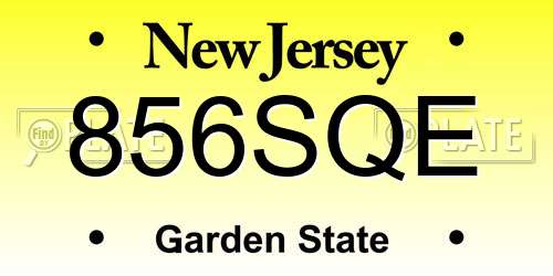 856SQE New Jersey License Plate