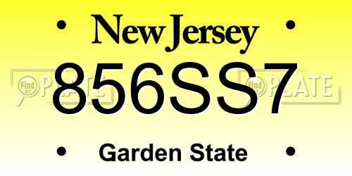 856SS7 New Jersey License Plate