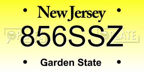 856SSZ New Jersey License Plate