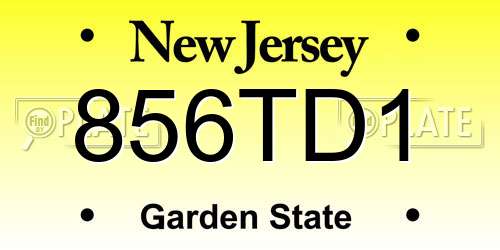 856TD1 New Jersey License Plate