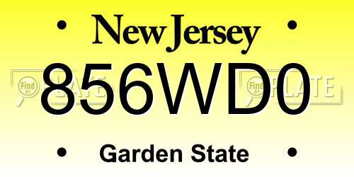 856WD0 New Jersey License Plate