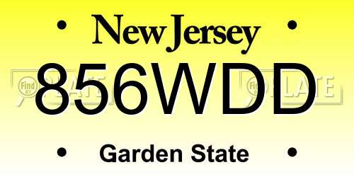856WDD New Jersey License Plate