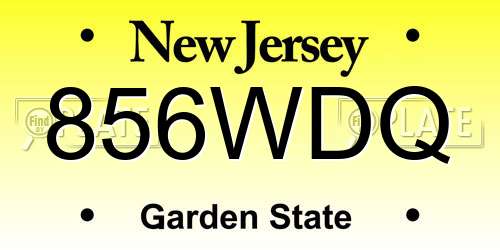 856WDQ New Jersey License Plate