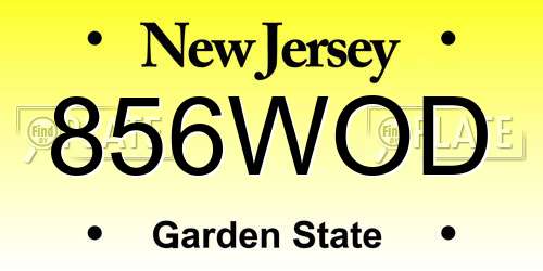 856WOD New Jersey License Plate