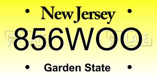 856WOO New Jersey License Plate