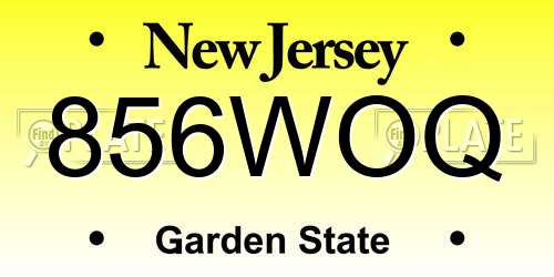 856WOQ New Jersey License Plate