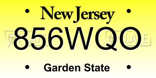 856WQO New Jersey License Plate