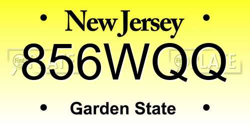 856WQQ New Jersey License Plate