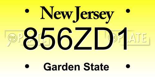 856ZD1 New Jersey License Plate