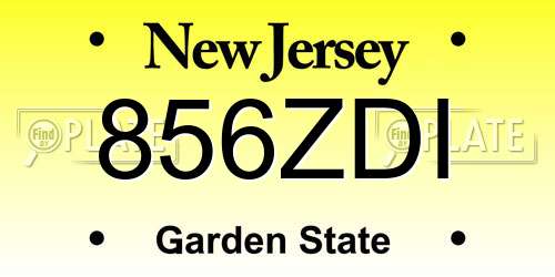856ZDI New Jersey License Plate