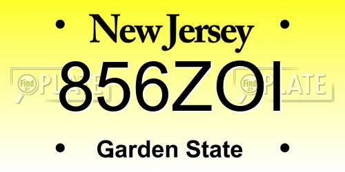 856ZOI New Jersey License Plate