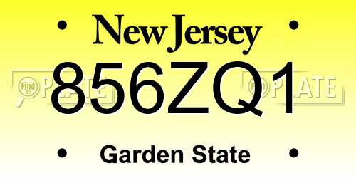 856ZQ1 New Jersey License Plate