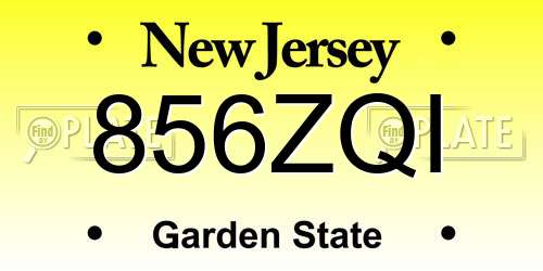 856ZQI New Jersey License Plate