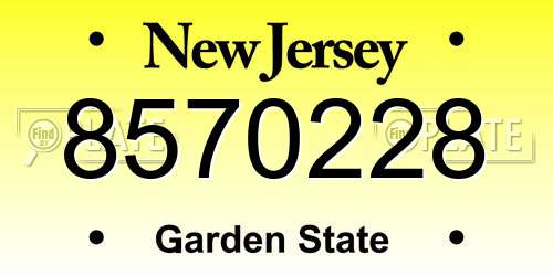 8570228 New Jersey License Plate