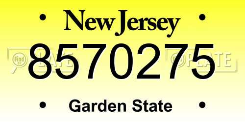 8570275 New Jersey License Plate