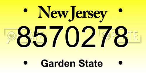 8570278 New Jersey License Plate