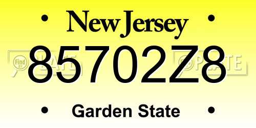 85702Z8 New Jersey License Plate