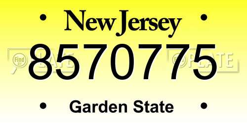 8570775 New Jersey License Plate