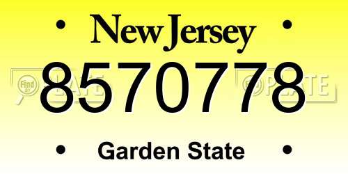 8570778 New Jersey License Plate