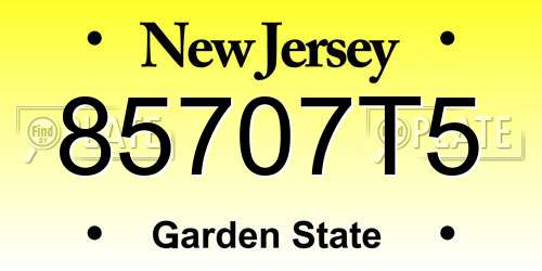85707T5 New Jersey License Plate