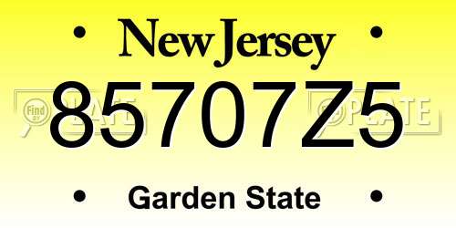 85707Z5 New Jersey License Plate