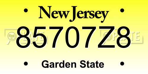 85707Z8 New Jersey License Plate