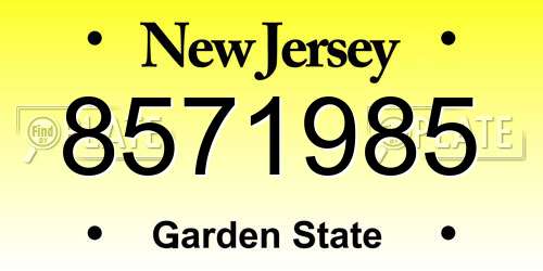 8571985 New Jersey License Plate