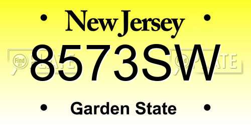 8573SW New Jersey License Plate