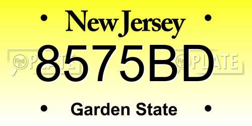 8575BD New Jersey License Plate