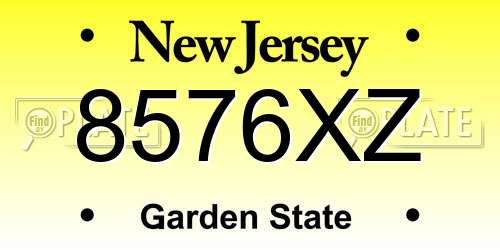 8576XZ New Jersey License Plate