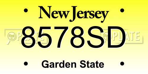 8578SD New Jersey License Plate