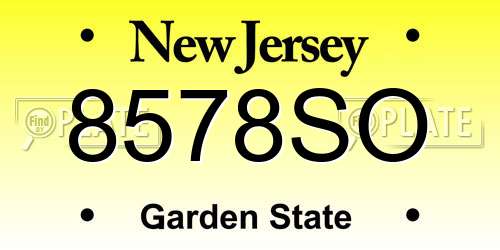 8578SO New Jersey License Plate