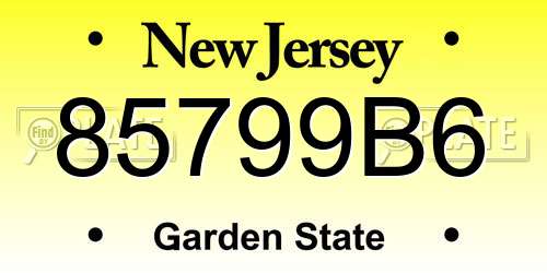 85799B6 New Jersey License Plate