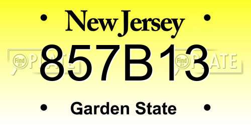 857B13 New Jersey License Plate