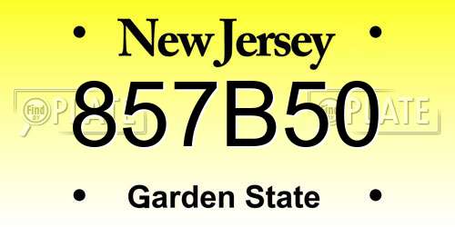 857B50 New Jersey License Plate