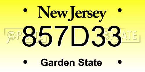 857D33 New Jersey License Plate