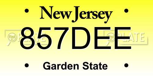 857DEE New Jersey License Plate