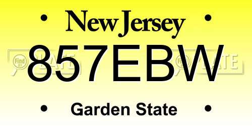 857EBW New Jersey License Plate