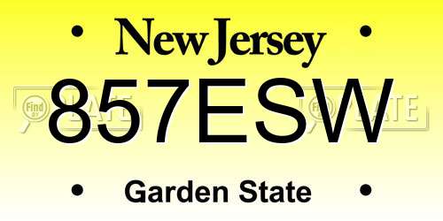 857ESW New Jersey License Plate