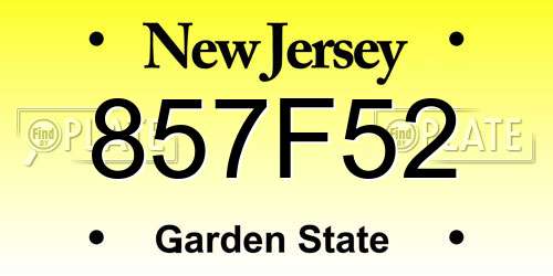 857F52 New Jersey License Plate