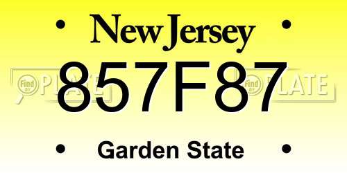 857F87 New Jersey License Plate