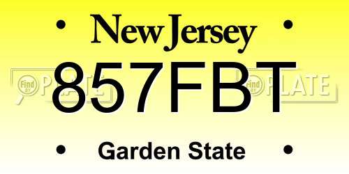 857FBT New Jersey License Plate
