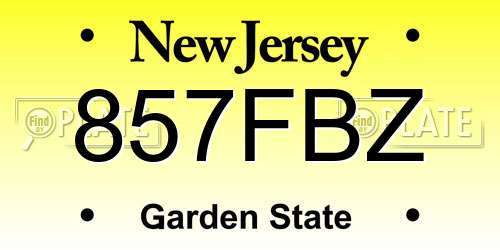 857FBZ New Jersey License Plate