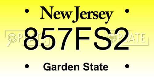 857FS2 New Jersey License Plate